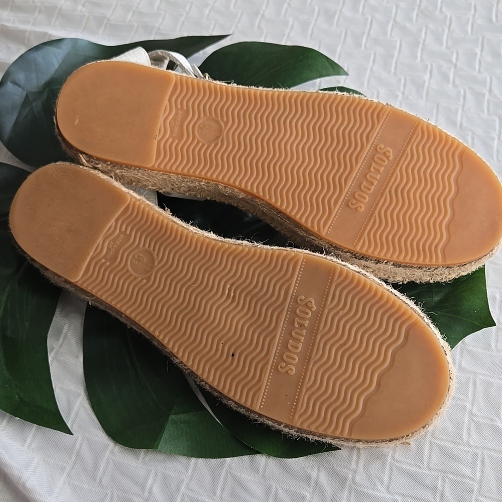 Soludos White Espadrille Sandals Ankle Strap Vacation Beach Summer Shoes - Picture 4 of 9